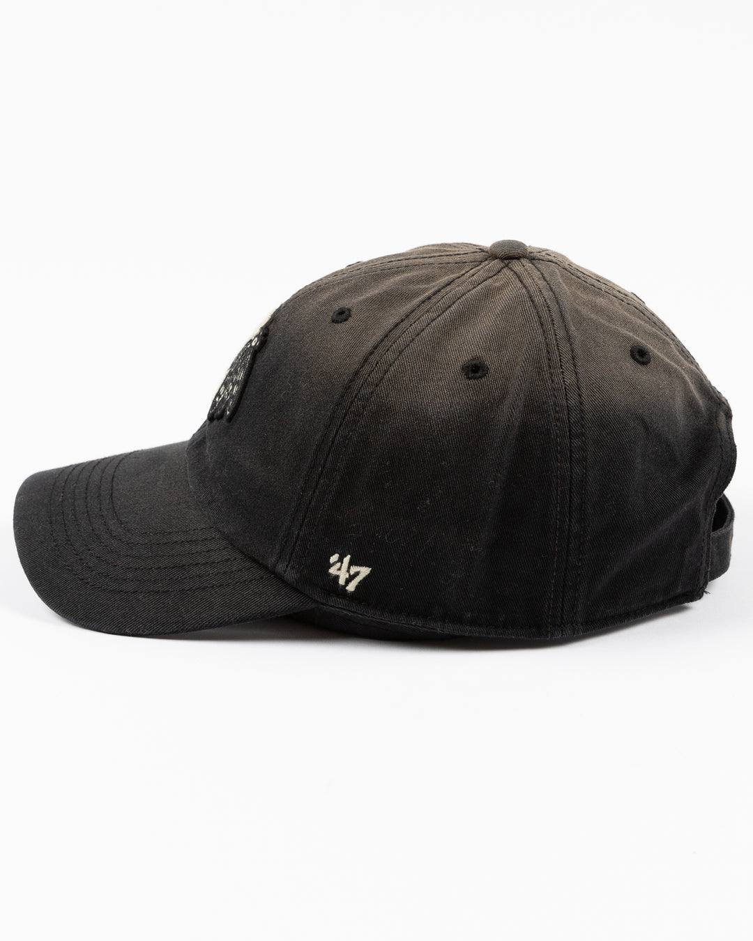 dusted gradient black '47 adjustable cap with tonal embroidered Chicago Blackhawks primary logo on front - left side lay flat