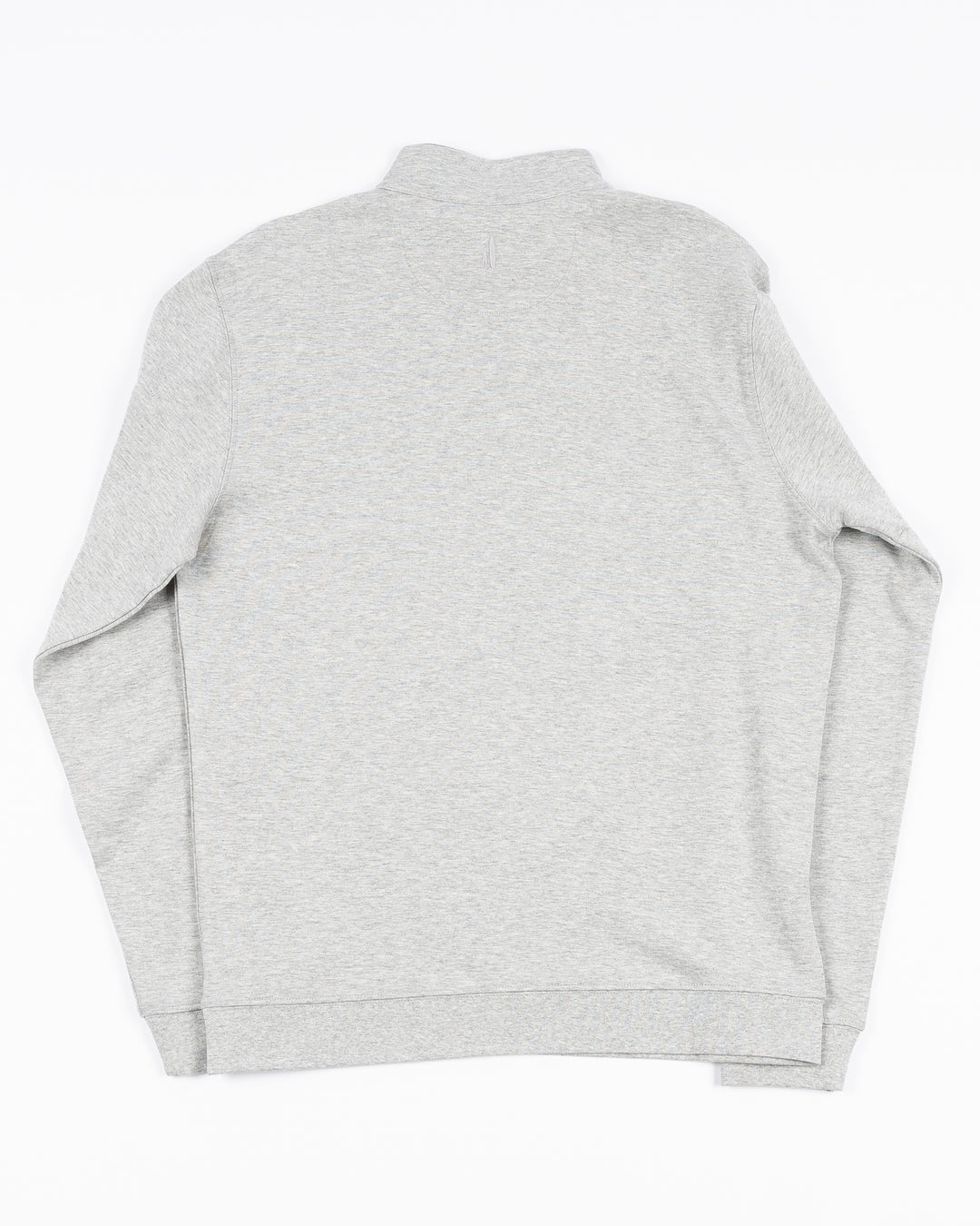 grey johnnie-o quarter zip with Chicago Blackhawks primary logo embroidered on left chest - back lay flat