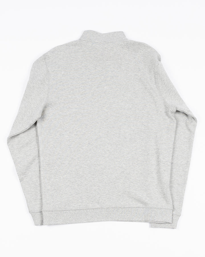 grey johnnie-o quarter zip with Chicago Blackhawks primary logo embroidered on left chest - back lay flat