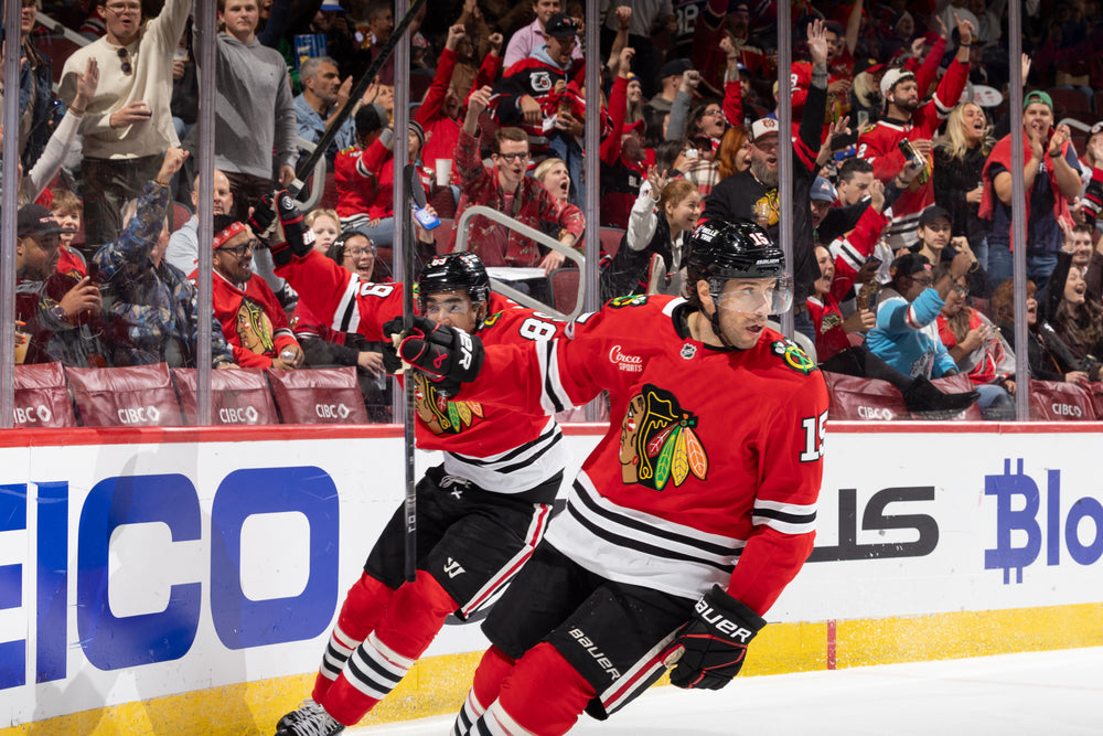 Chicago Blackhawks player Craig Smith scoring during game on October 19, 2024