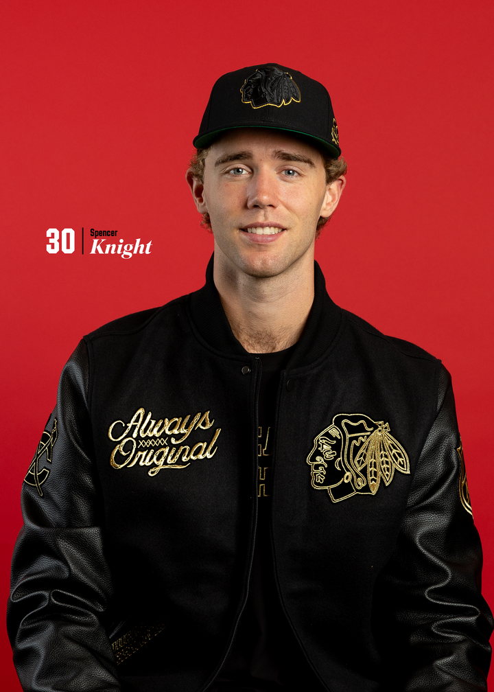 Pro Standard Chicago Blackhawks Centennial Black &amp; Gold Wool Varsity Jacket