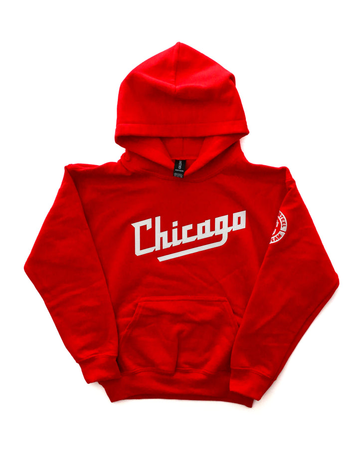 Chicago Steel New Logo Youth Red Hooded Sweatshirt