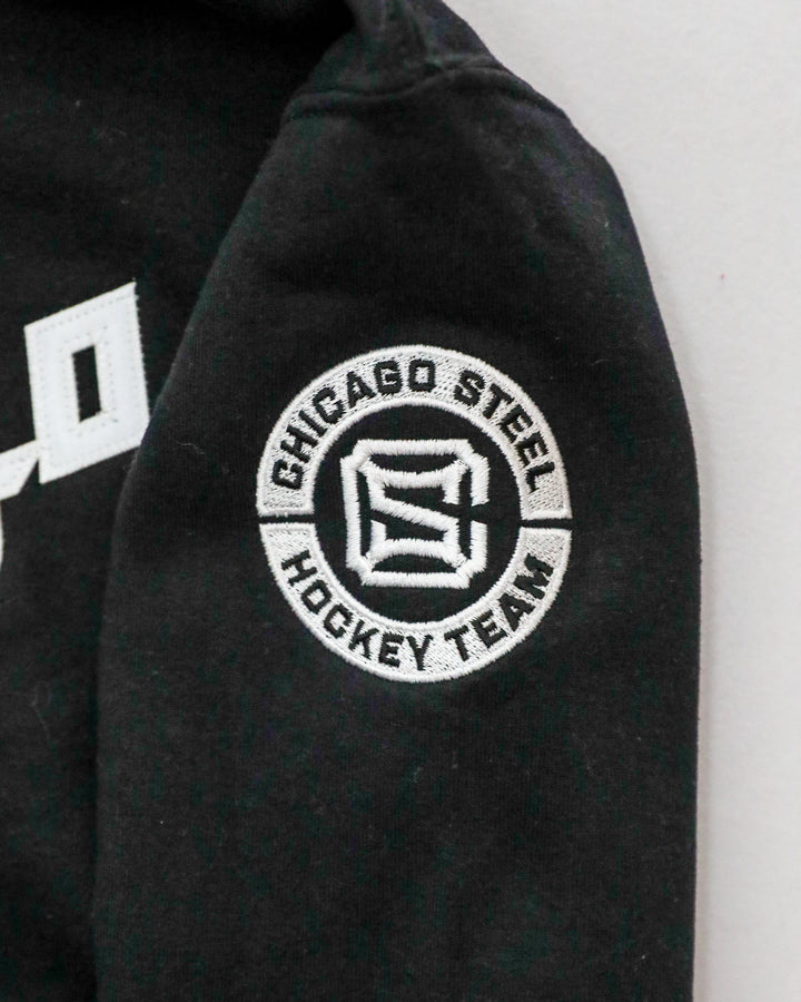 Chicago Steel New Logo Youth Black Hooded Sweatshirt