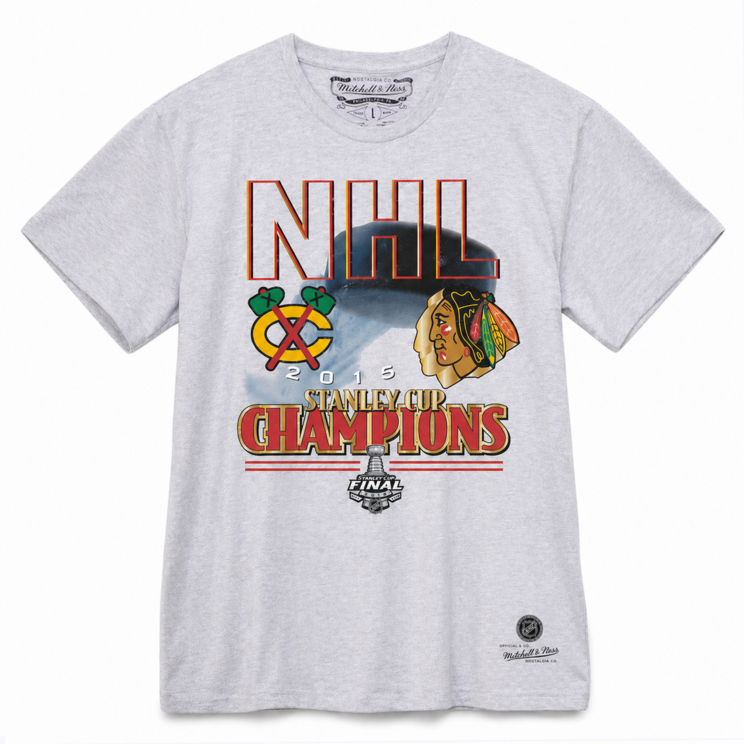 Mitchell &amp; Ness Chicago Blackhawks Golden Champs 2015 Stanley Cup Tee
