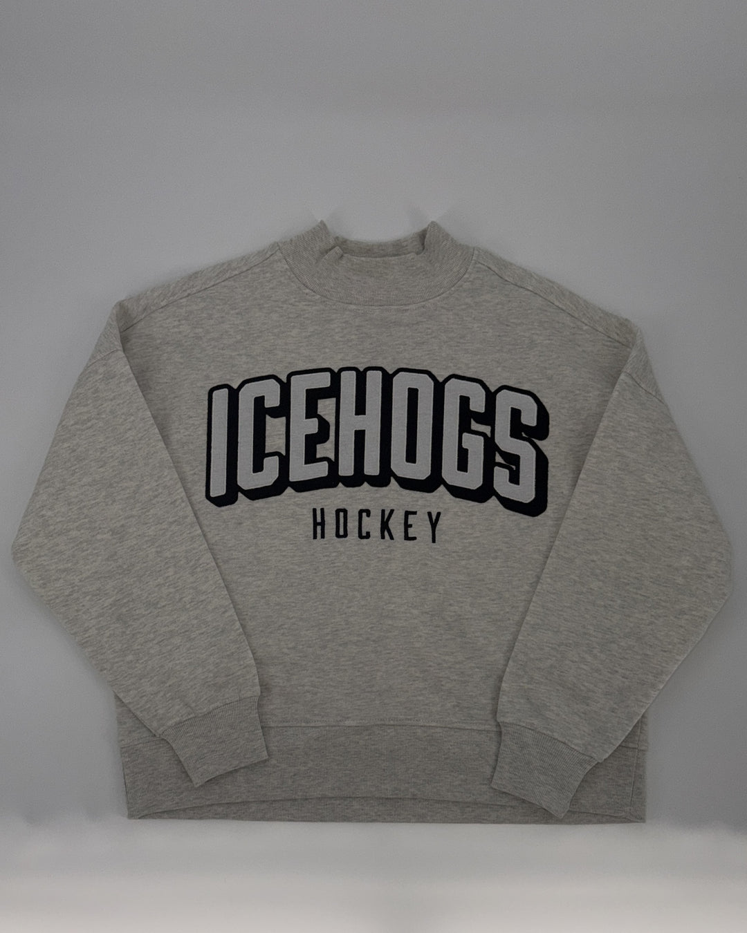 Rockford IceHogs League Ladies Grey Mock Neck Crew