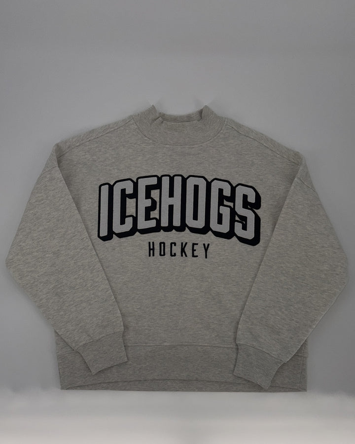 Rockford IceHogs League Ladies Grey Mock Neck Crew