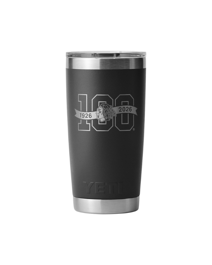 YETI Chicago Blackhawks Centennial 20 oz Black Rambler Tumbler