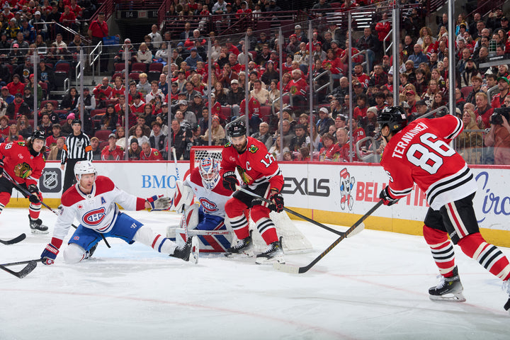 Tyler Bertuzzi, Nick Foligno and Teuvo Teravainen Chicago Blackhawks game against Montreal Canadiens on January 3, 2025