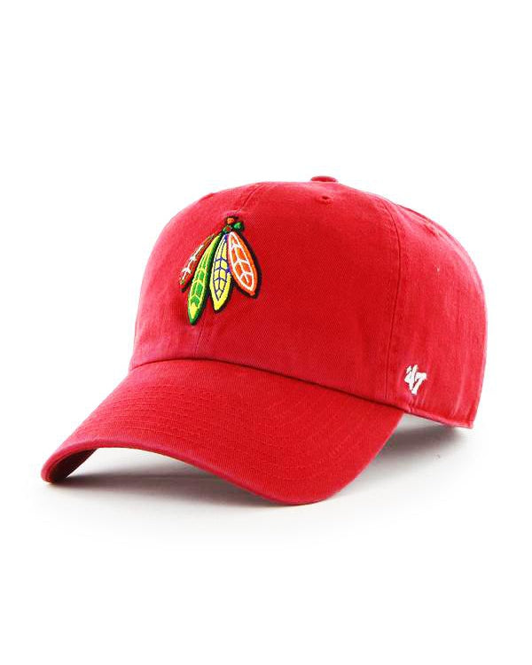 '47 Red Four Feathers Chicago Blackhawks Clean Up Cap