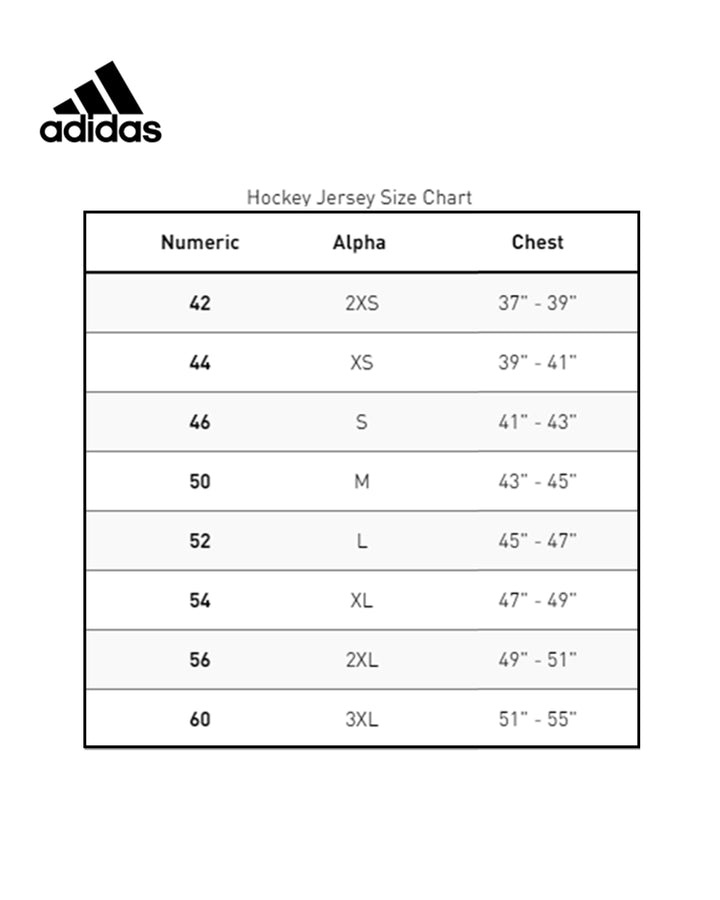 adidas hockey jersey size chart